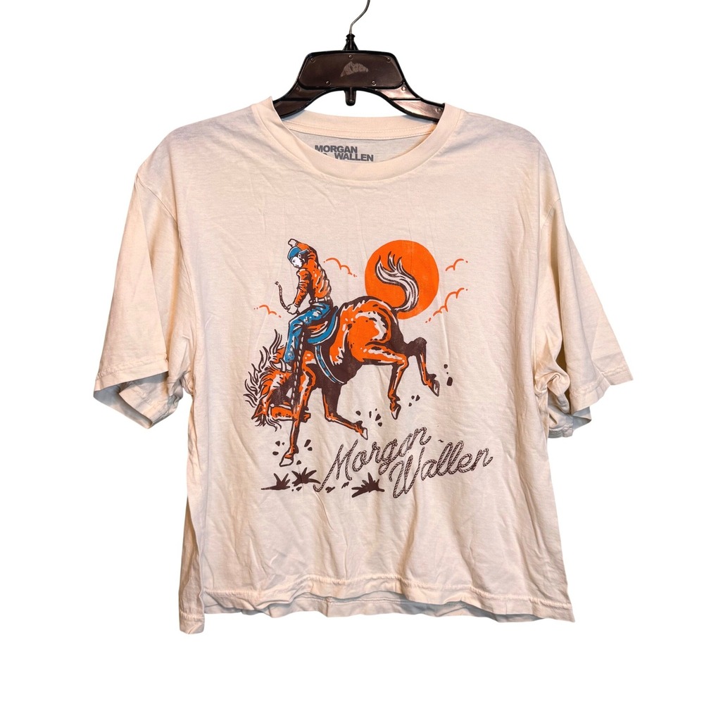 Morgan Wallen Cowboy Rodeo Graphic T-Shirt Cream Large